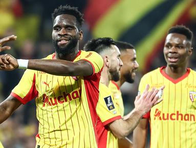 RC Lens berhasil memetik kemenangan telak atas Angers SCO dalam laga lanjuta Liga Prancis musim 2025/2026 pada Jumat (20/03/2026) waktu setempat. (AFP/Sameer Al-Doumy)