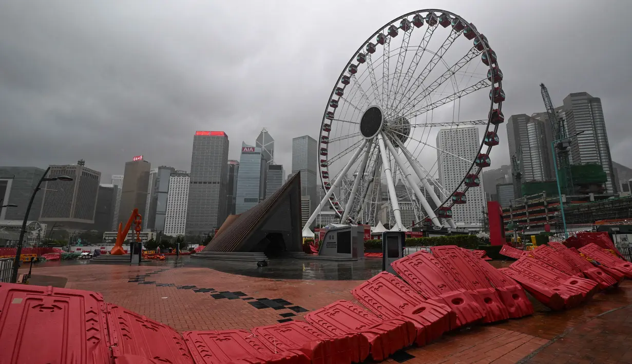 Badai ini diperkirakan akan membawa angin berkecepatan lebih dari 167 kilometer (103 mil) per jam, membawa hujan lebat dan angin kencang di seluruh wilayah. (Peter PARKS/AFP)