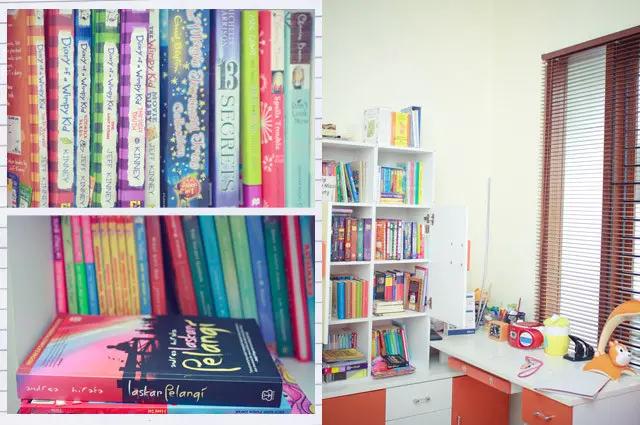 Koleksi buku dalam kamar Raisa
