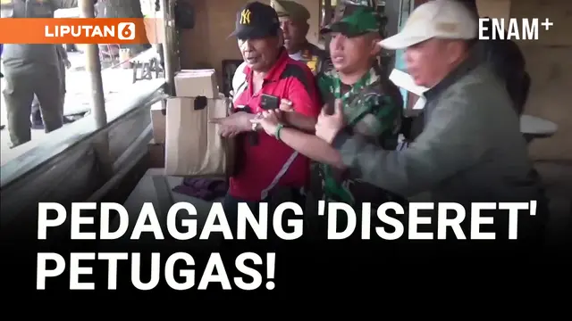 VIDEO: Penertiban PKL Rusuh! Satu Pedagang 'Diseret' Petugas Keluar Lapak!