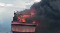 Kapal Motor (KM) Lautan Papua Indah (LPI) terbakar di perairan Probolinggo. (Ist)