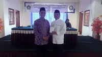 Rektor Uniga Abdusy Syakur Amin selepas menggelar sosialisasi produk halal dengan Ketua BPJPH di Kampus Uniga (Liputan6.com/Jayadi Supriadin)