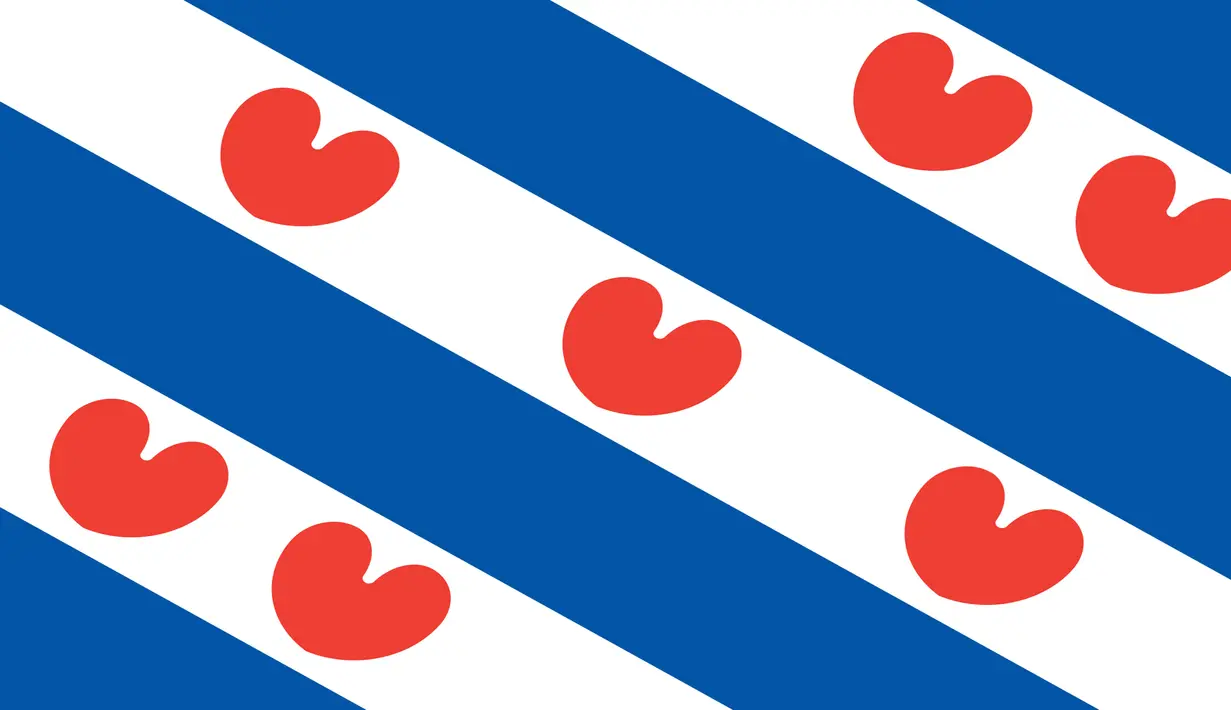 Frysland adalah sebuah provinsi di Belanda. Bendera Frisian adalah bendera resmi provinsi ini. Bendera yang memiliki corak garis  berwarna biru dan putih yang mengapit 7 hati. (Wikipedia.com)