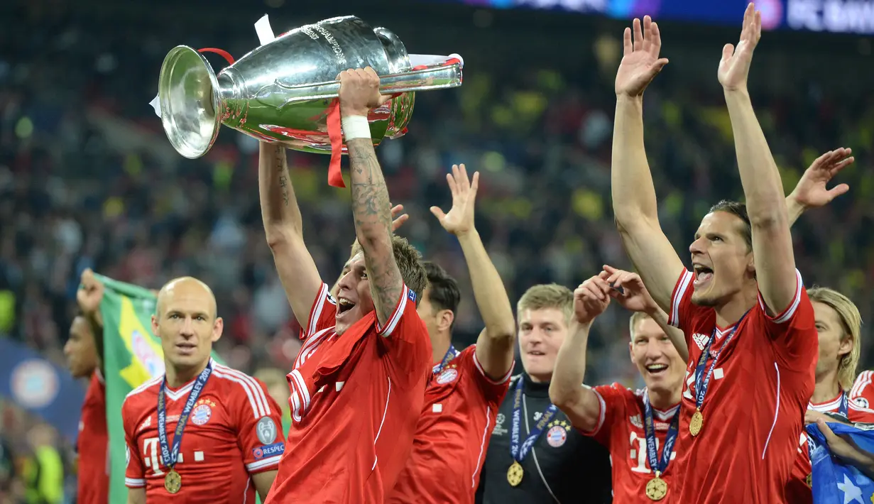 Mario Mandzukic. Bersama Bayern Munchen berhasil mengalahkan Borussia Dortmund 2-1 dalam partai final Liga Champions 2012/2013 di Wembley Stadium, London, 25 Mei 2013. (AFP/Patrik Stollarz)