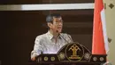 Menteri Hukum dan Hak Asasi Manusia Yasonna H Laoly memberi sambutan saat Konvensi Nasional Kebangkitan Hak Kekayaan Intelektual dan Ekonomi Kreatif, Jakarta, Selasa (25/11/2014). (Liputan6.com/Faizal Fanani)