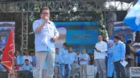 Sejumlah petinggi partai pengusung Supian-Chanda mendeklarasikan dukungan di lapangan Irekap, Cilodong, sebelum daftar Pilkada Kota Depok 2024 ke KPU. (Liputan.com/Dicky Agung Prihanto)