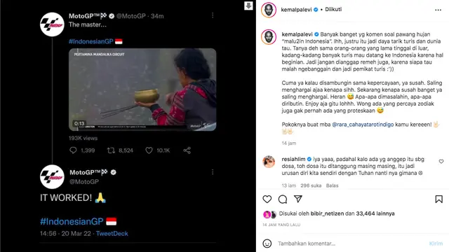 Kemal Palevi Ikut Komentari Pawang Hujan di MotoGP Mandalika, Sebut Bisa Jadi Daya Tarik Dunia