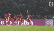 Keunggulan Indonesia dihasilkan lewat eksekusi penalti Ole Romeny pada menit ke-44. (Liputan6.com/Angga Yuniar)