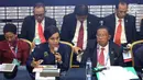 Menteri Keuangan Sri Mulyani bersama sejumlah menteri memberi keterangan pers RAPBN 2019 di Media Center Asian Games, JCC Jakarta, Kamis (16/8). Sumber Daya Manusia (SDM) merupakan perhatian utama pada 2019. (Liputan6.com/Fery Pradolo)