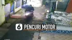 Pelaku sempat ketahuan oleh pemilik motor dan diteriaki maling sambil membawa balok.