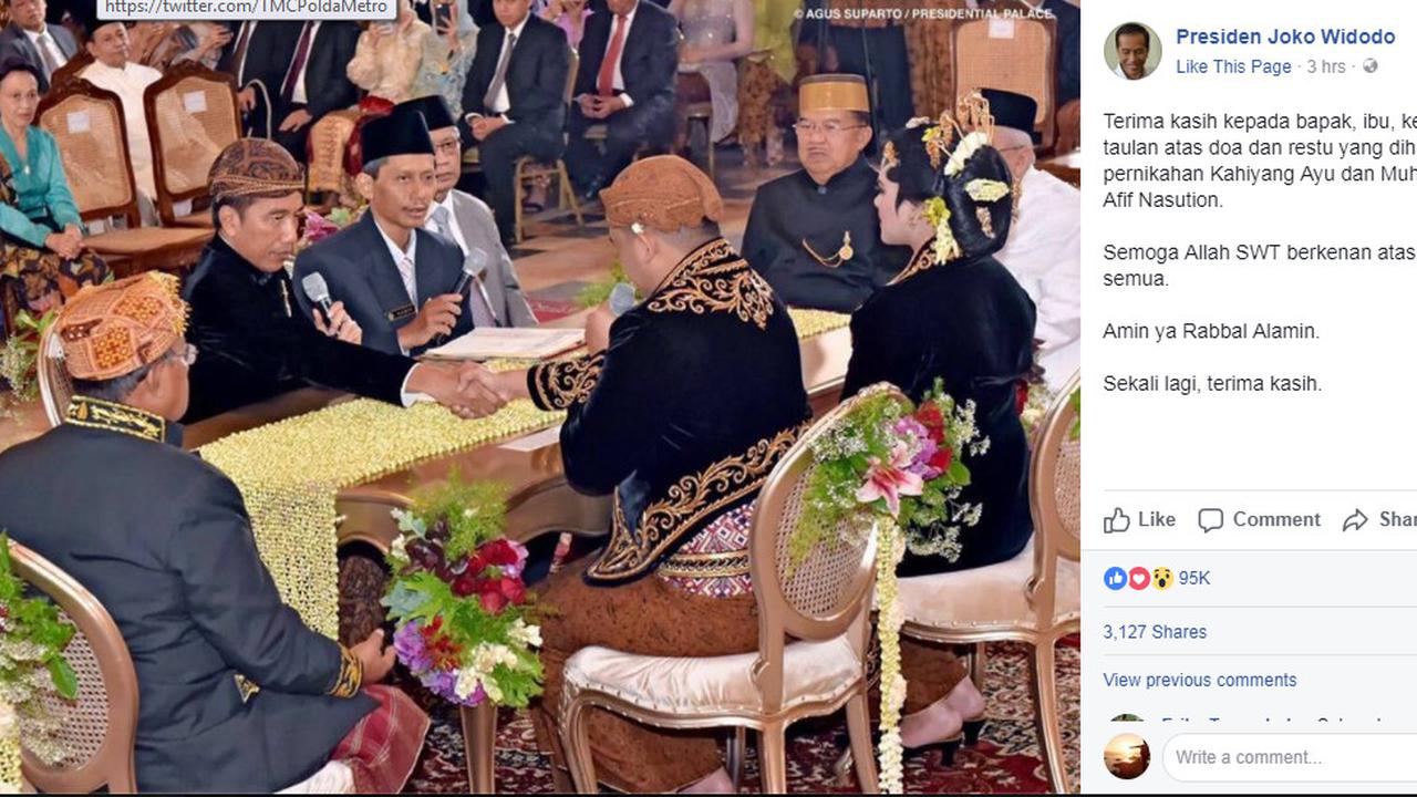 Jokowi Berterimakasih Pada Tamu Undangan karena Doakan Kahiyang