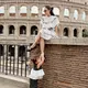 Jessica Mila dan Kyarra Arunika tampil serasi dalam dress polkadot hitam putih saat liburan di Italia, lengkap dengan sepatu Loewe dan detail riasan natural. (@jscmila)