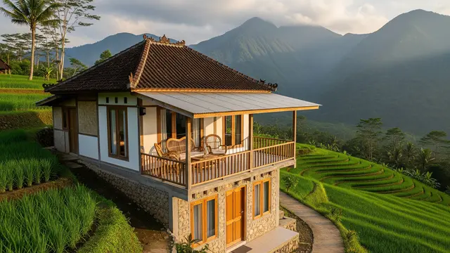 Model Rumah dengan View Langsung ke Pegunungan/ Ilustrasi AI