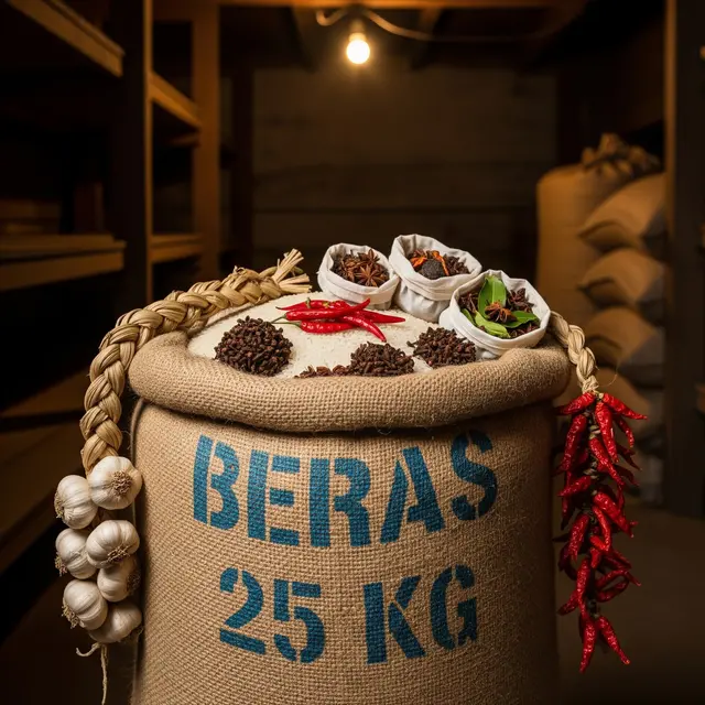Cara Efektif Menyimpan Beras 25 Kg Agar Tidak Berkutu (Image by Gemini AI)