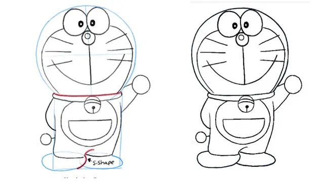 Cara Menggambar Doraemon dan Kawan-Kawan