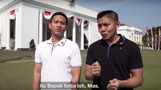 Asisten Ajudan Presiden Jokowi, Inspektur Polisi Satu Syarif Muhammad Fitriansyah (kiridan Letnan Satu Teddy Indra Wijaya (Foto: Screenshot saluran YouTube Presiden Joko Widodo)