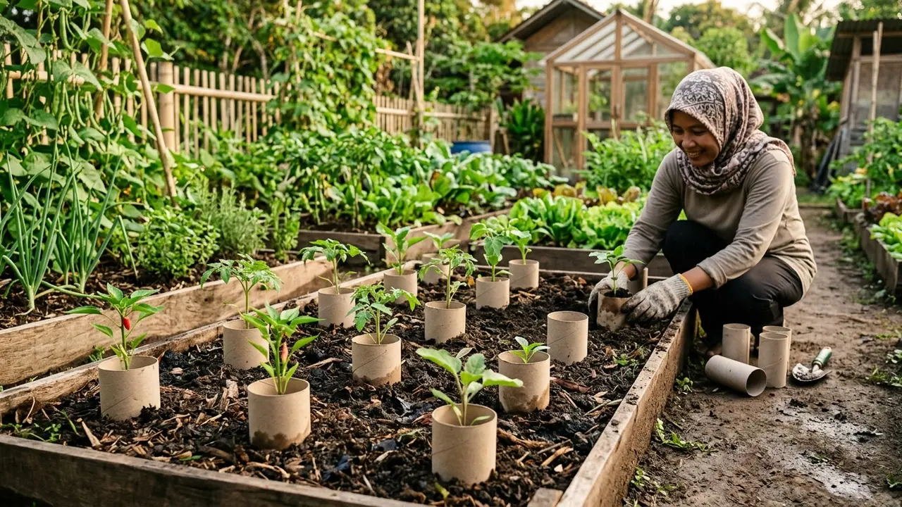 Daur Ulang Gulungan Tisu Toilet Bekas untuk Tanaman