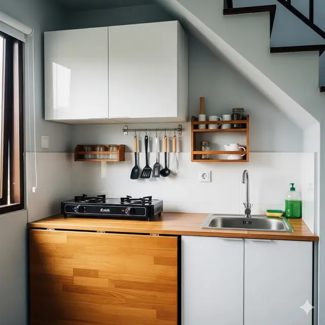 Inspirasi Dapur Bawah Tangga untuk Rumah Sempit 2 Lantai. Gemini
