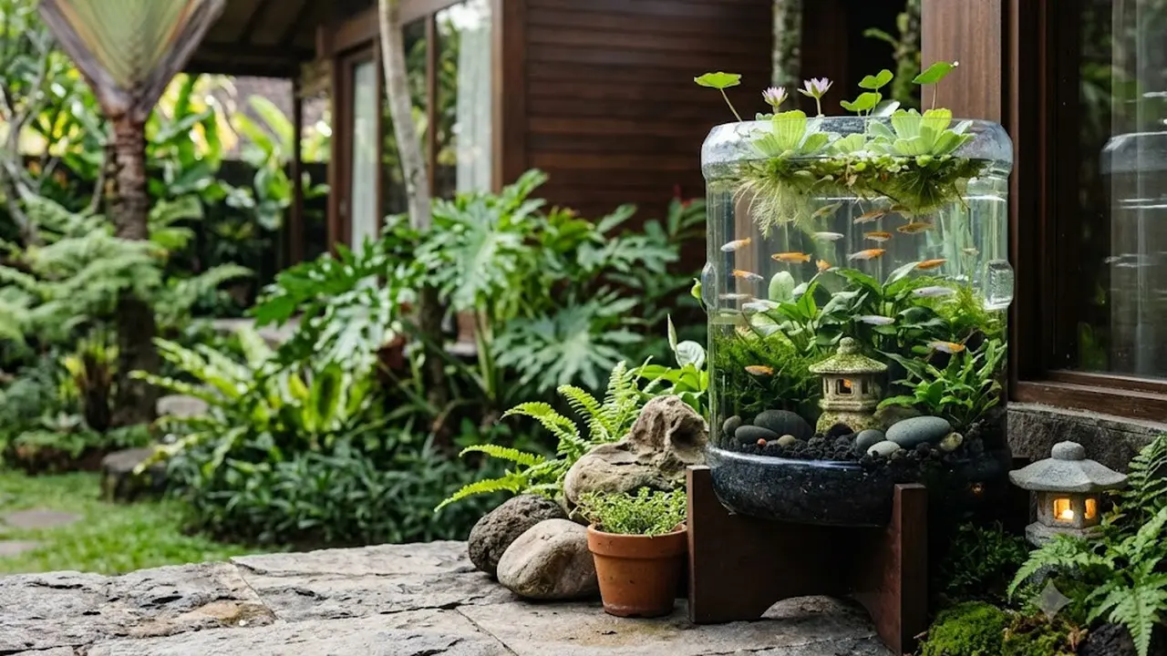 Cara Menyulap Galon Bekas Menjadi Kolam Mini Bergaya Jepang