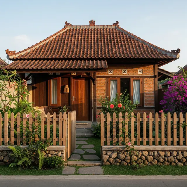 Model Rumah Sederhana dengan Pagar Depan Klasik