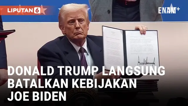 VIDEO: Baru Dilantik, Donald Trump Langsung Batalkan Puluhan Kebijakan Joe Biden