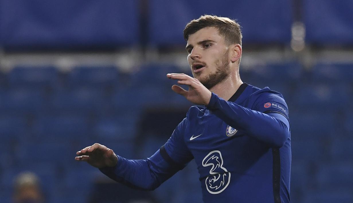 3. Timo Werner (Chelsea) - Timo Werner menjadi amunisi baru Chelsea di kompetisi musim ini. Pemain berusia 24 tahun ini perlahan mulai menunjukan kualitasnya sebagai penyerang dengan menorehkan tiga gol dan dua assist dari tujuh laganya. (Neil Hall/Pool via AP)