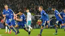 Shinji Okazaki membawa Leicester City menang 1-0 atas Newcastle United dalam laga Liga Inggris di Stadion King Power, Selasa (15/3/2016) dini hari WIB. (AFP/Paul Ellis)