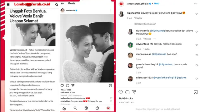 Sosok Suami Velove Vexia Jadi Perbincangan Warganet. (instagram.com/lambeturah_official)