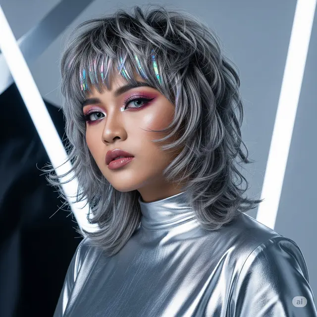 Inspirasi Rambut Pendek Highlight Abu-Abu. Foto: Gemini