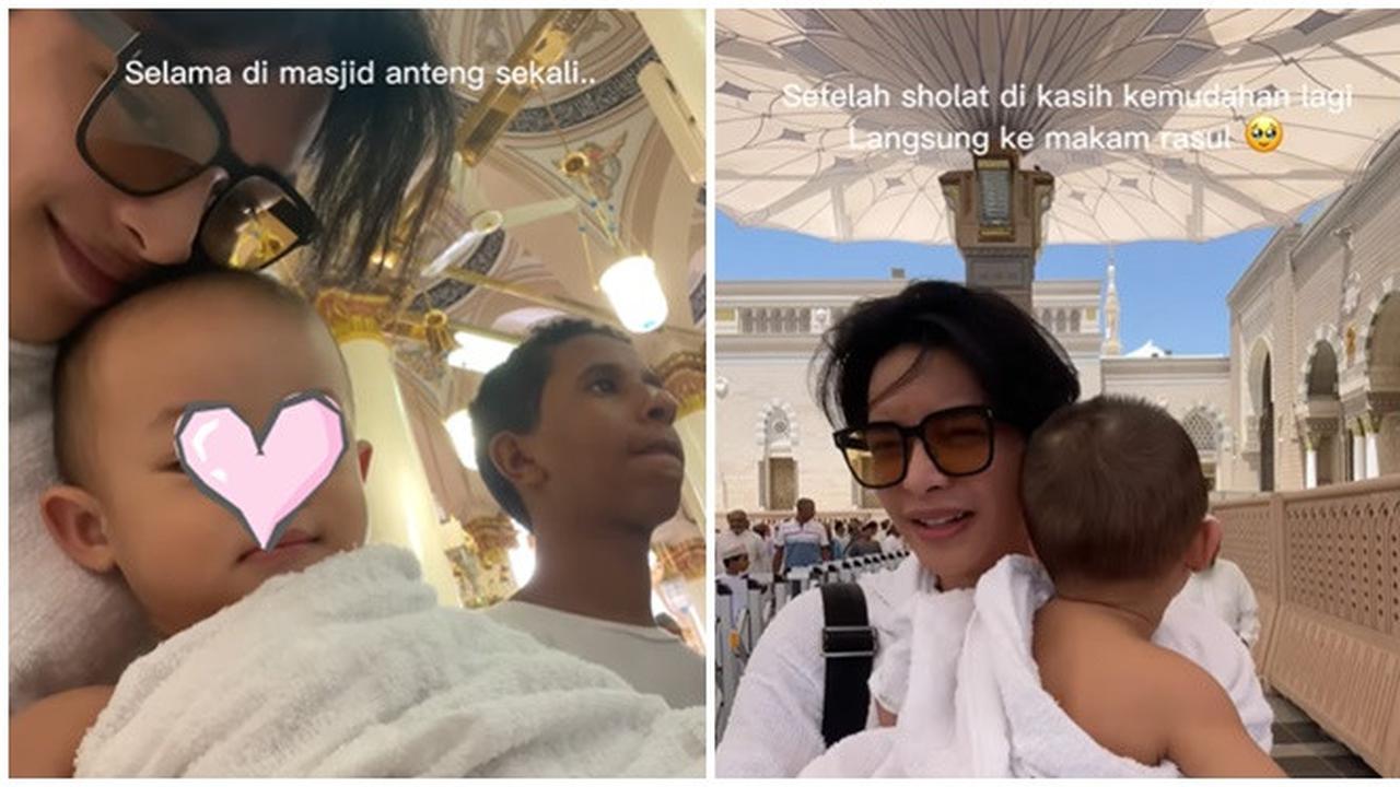 6 Momen Rey Mbayang Ajak Anak ke Makam Rasulullah SAW, Banjir Pujian