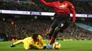 1. Romelu Lukaku - Rating 87 dimiliki oleh Romelu Lukaku saat ini. Namun angka tersebut dirasa cukup tinggi dan diramalkan akan turun mengingat minimnya jam terbang Lukaku bersama Manchester United. (AFP/Oli Scarff)