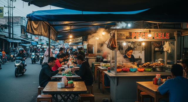 1. Model Warung Pecel Lele Terpal Sederhana Pinggir Jalan