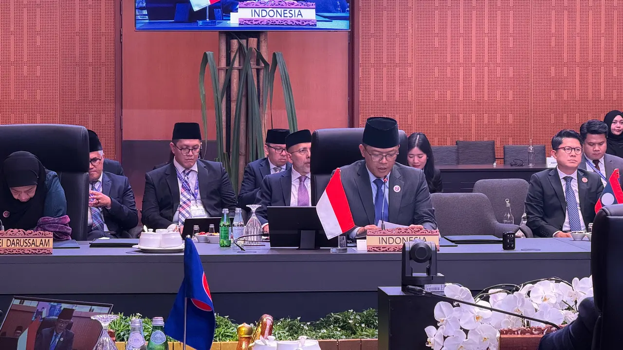 Menlu RI Sugiono dalam pertemuan ASEAN–US Post-Ministerial Conference (PMC) di Kuala Lumpur, Malaysia, Kamis (10/7/2025). (Dok. Kemlu RI)