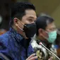 Ketua Pelaksana Komite Penanganan COVID-19 dan Pemulihan Ekonomi Nasional Erick Thohir saat rapat kerja dengan Komisi IX DPR di Kompleks Parlemen, Jakarta, Kamis (27/8/2020). Raker tersebut di antaranya membahas perkembangan tentang uji vaksin untuk COVID-19. (Liputan6.com/Johan Tallo)