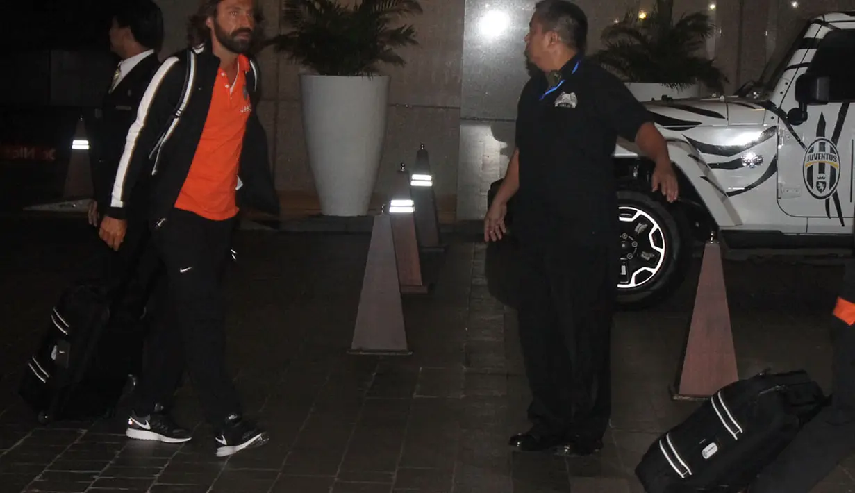 Gelandang Timnas Italia dan Juventus, Andrea Pirlo, tiba di Jakarta untuk melakukan laga persahabatan kontra ISL All Stars, (4/8/2014). (Istimewa)