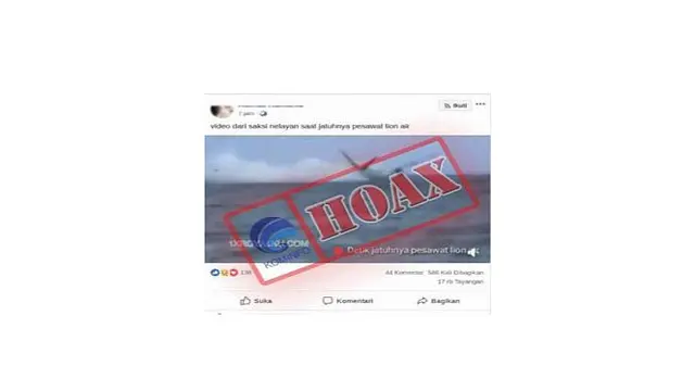 Hoaks video dari saksi nelayan saat jatuhnya pesawat jatuh Lion Air JT 610