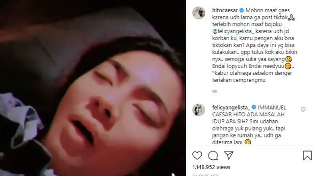 Felicya Angelista saat tertidur dan diambil videonya untuk TikTok oleh sang suami