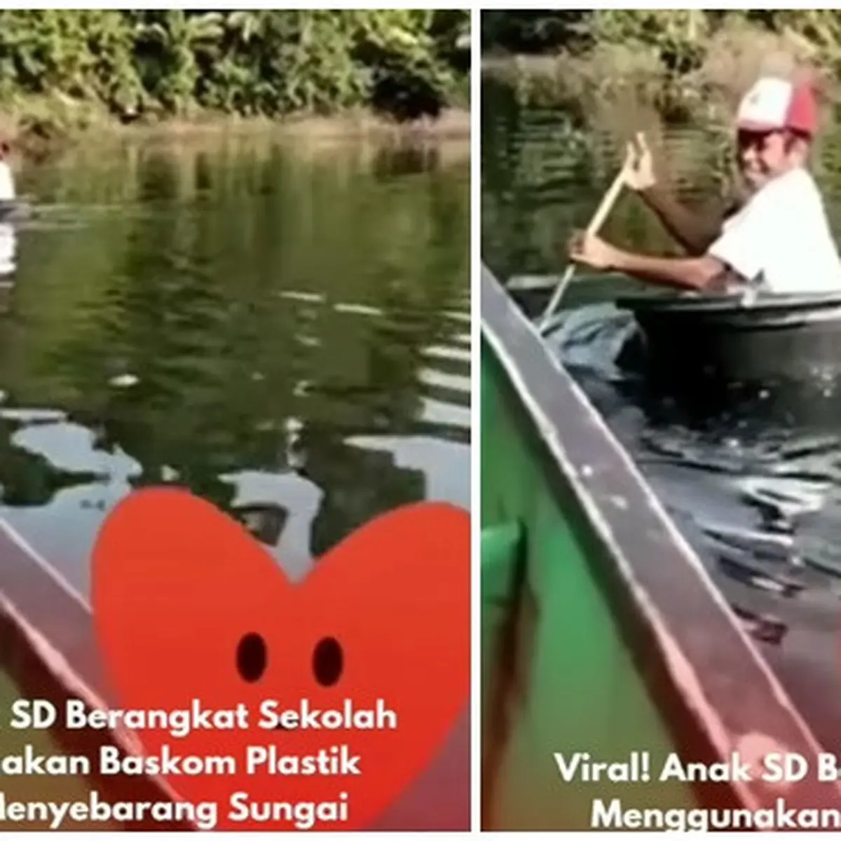 Viral Anak SD di Papua Pergi ke Sekolah Seberangi Sungai Pakai Ember, Bikin  Salut - Hot Liputan6.com