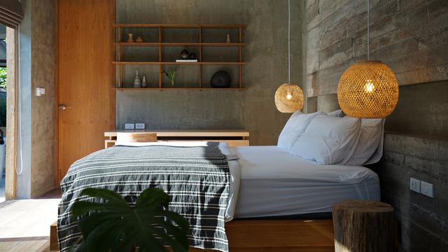 Ilustrasi kamar tidur bergaya industrial