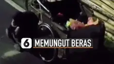 Narasi video menyebut pria itu manfaatkan rasa iba orang lain demi sumbangan.