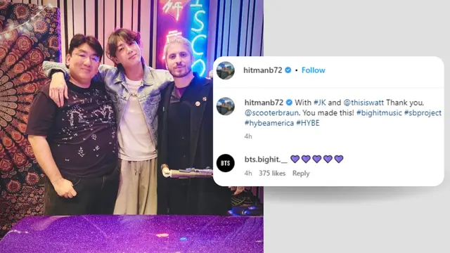 Jungkook BTS bersama Bang Si Hyuk dan Andrew Watt