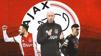 Ajax - Noussair Mazraoui , Erik Ten Hag, Edson Alvarez (Bola.com/Adreanus Titus)