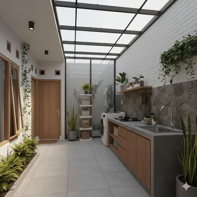 Model Dapur Rumah Kombinasi  Ruang Laundry
