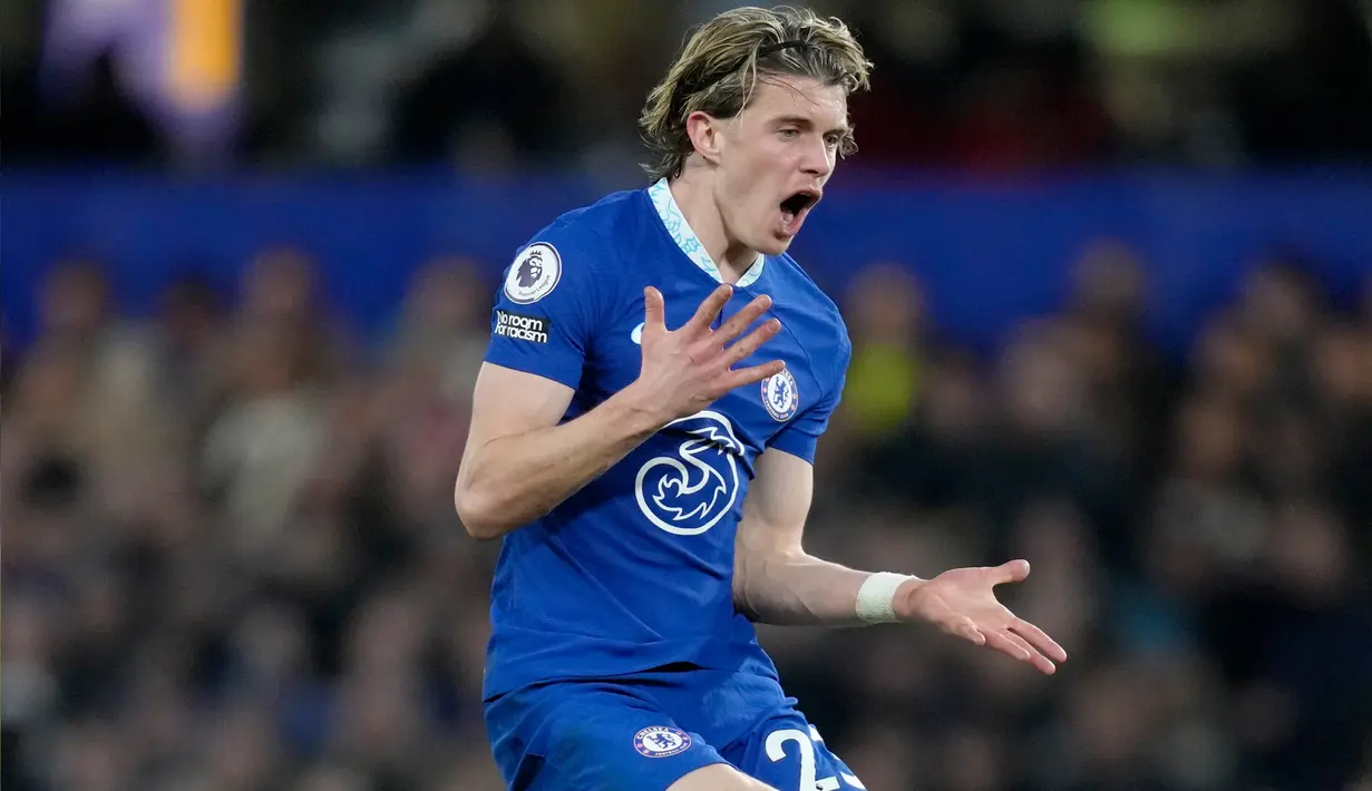 Pemain Chelsea Conor Gallagher bereaksi saat melawan Fulham pada pertandingan sepak bola Liga Inggris di Stadion Stamford Bridge, London, Inggris, 3 Februari 2023. Chelsea ditahan imbang Fulham 0-0. (AP Photo/Kirsty Wigglesworth)