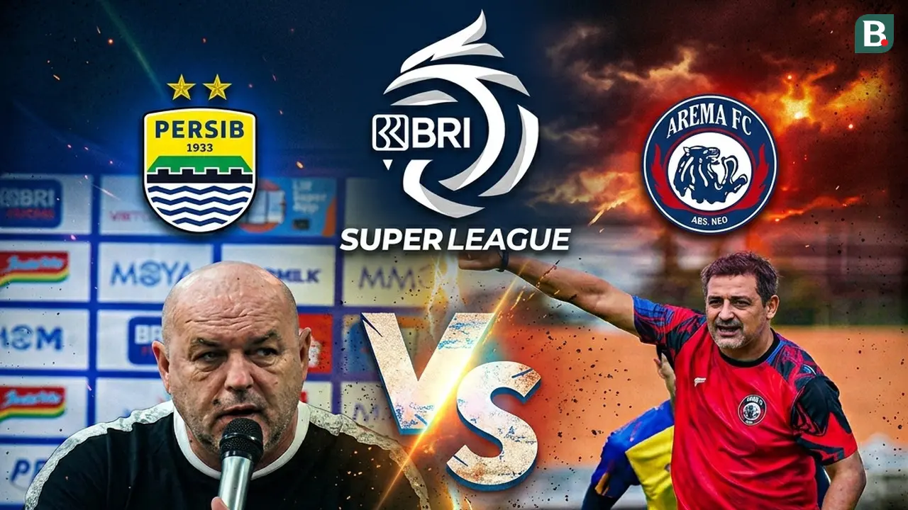 Duel pelatih Persib vs Arema di ajang BRI Super League. (Bola.com/Gemini)
