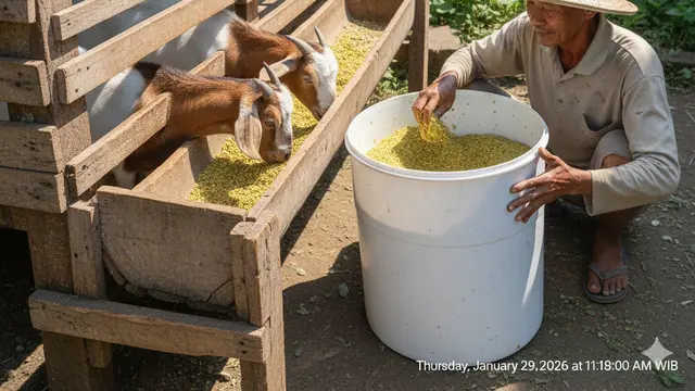 Cara Buat Pakan Kambing Fermentasi dari Daun Liar Pekarangan. AI