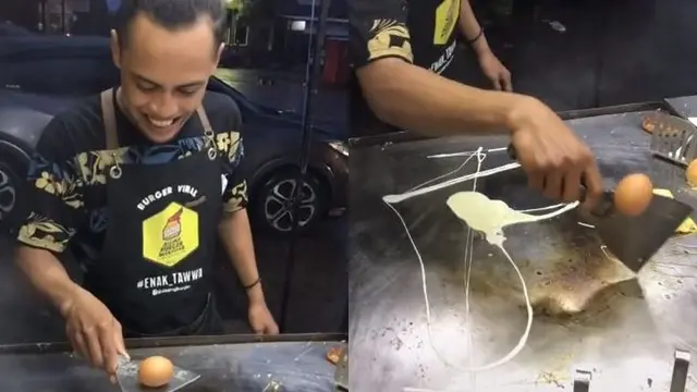 Viral di TikTok, Aksi Penjual Burger Goreng Telur Ini Bikin Pembeli Kagum