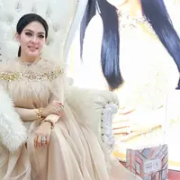 "Air wudhu dan air doa ibu saya, beneran. Pagi-pagi itu pasti selalu dikirim buat wajah tetap bercahaya," ucap Syahrini. (Adrian Putra/Bintang.com)