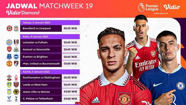Jadwal dan Live Streaming Liga Inggris 2022/2023 Matchweek 19 di Vidio, 3-6 Januari 2023