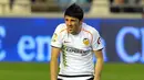 Valencia's David Villa reacts during theIR Spanish league football match against Malaga at the Mestalla Stadium in Valencia, on February 14, 2009. AFP PHOTO/DIEGO TUSON